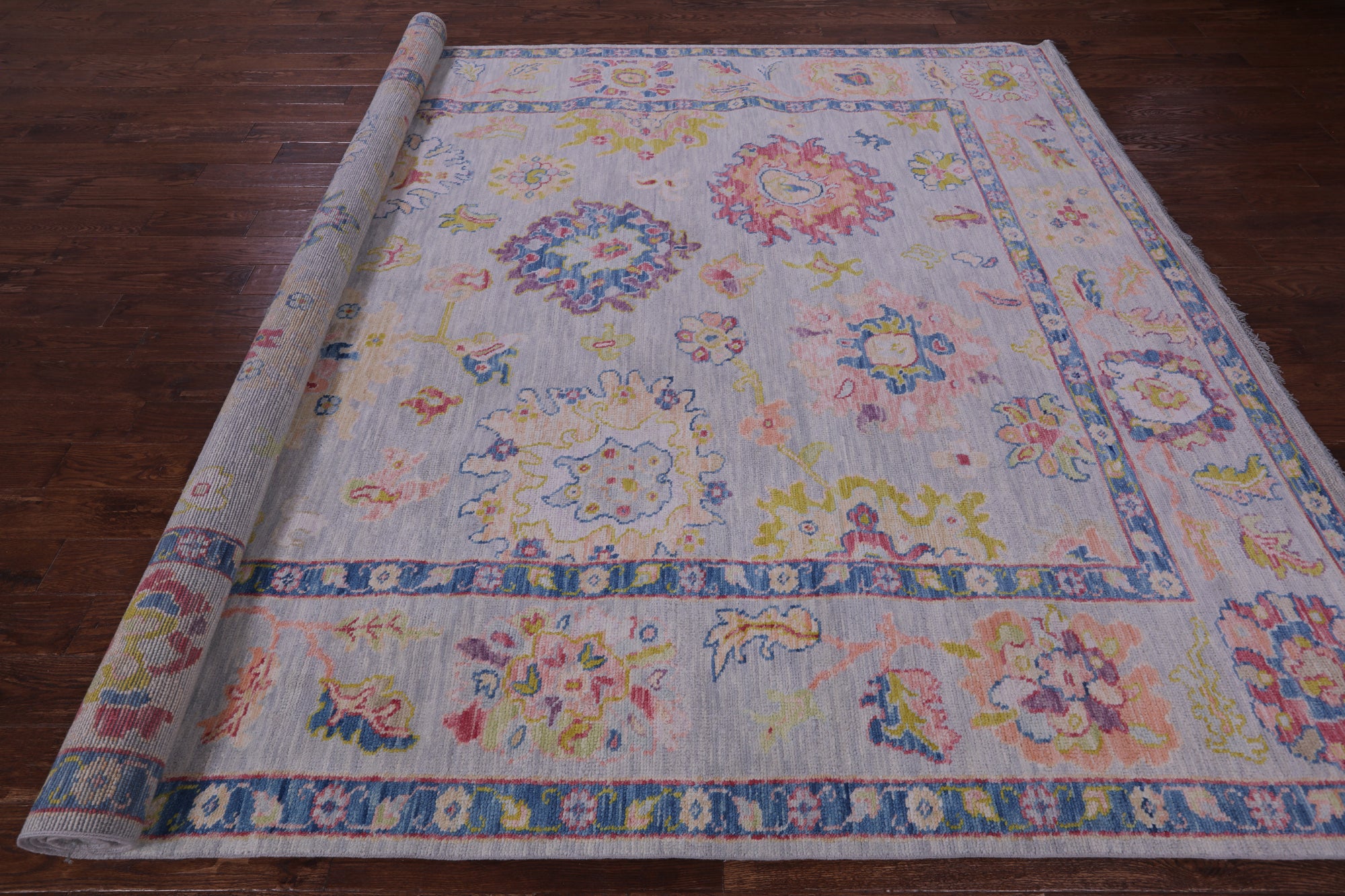 Grey Turkish Oushak Hand Knotted Wool Rug - 9' 2" X 12' 1" - Golden Nile