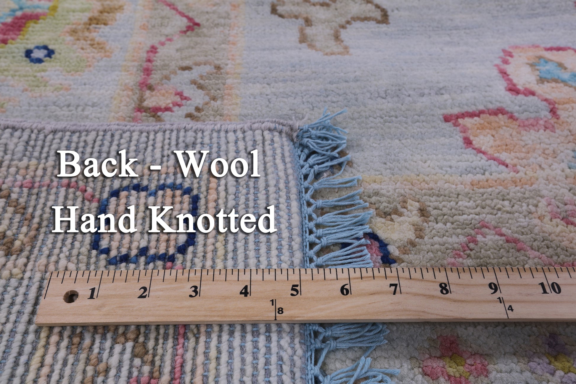 Light Blue Square Turkish Oushak Hand Knotted Wool Rug - 8' 10" X 9' 0" - Golden Nile