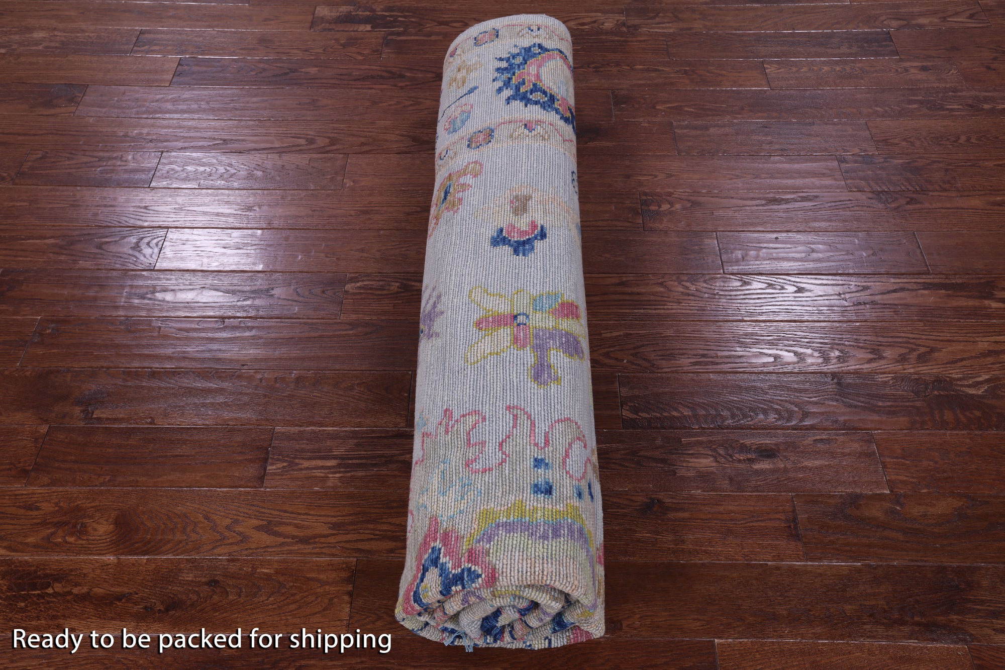 Light Blue Square Turkish Oushak Hand Knotted Wool Rug - 8' 10" X 9' 0" - Golden Nile