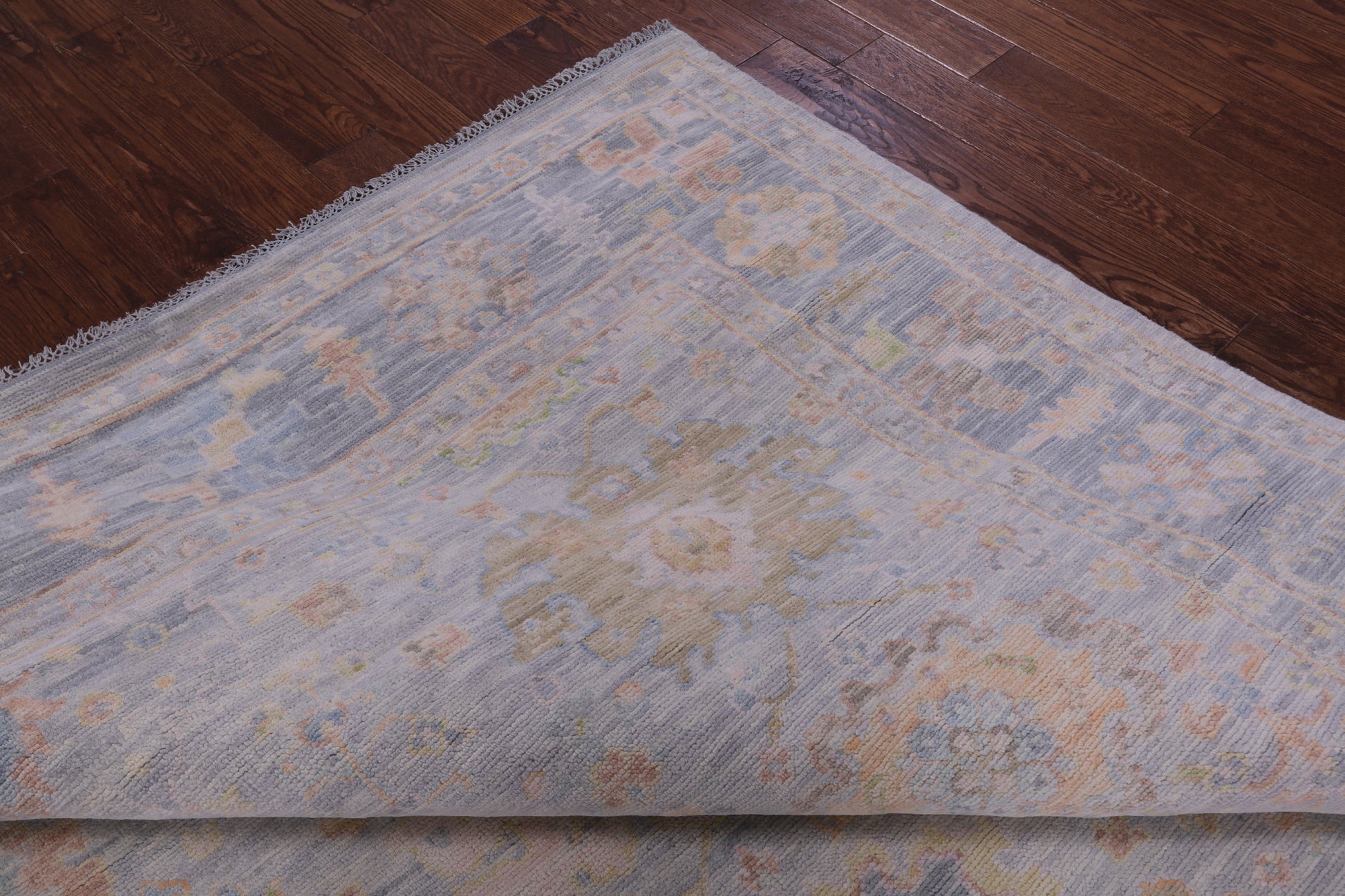 Silver Square Turkish Oushak Hand Knotted Wool Rug - 9' 2" X 9' 3" - Golden Nile