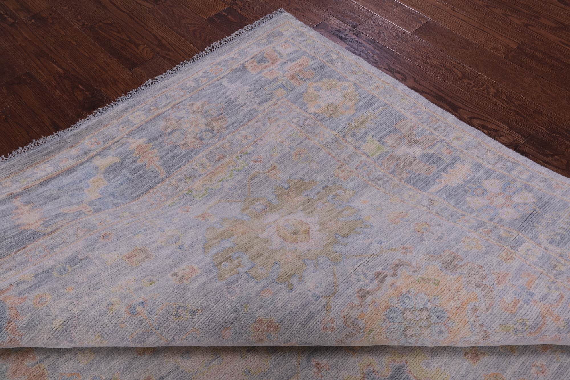 Silver Square Turkish Oushak Hand Knotted Wool Rug - 9' 2" X 9' 3" - Golden Nile