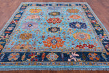 Blue Square Turkish Oushak Handmade Wool Rug - 8' 10" X 9' 1" - Golden Nile