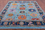 Blue Square Turkish Oushak Handmade Wool Rug - 8' 10" X 9' 1" - Golden Nile