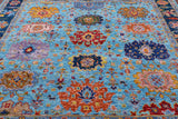 Blue Square Turkish Oushak Handmade Wool Rug - 8' 10" X 9' 1" - Golden Nile