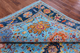 Blue Square Turkish Oushak Handmade Wool Rug - 8' 10" X 9' 1" - Golden Nile