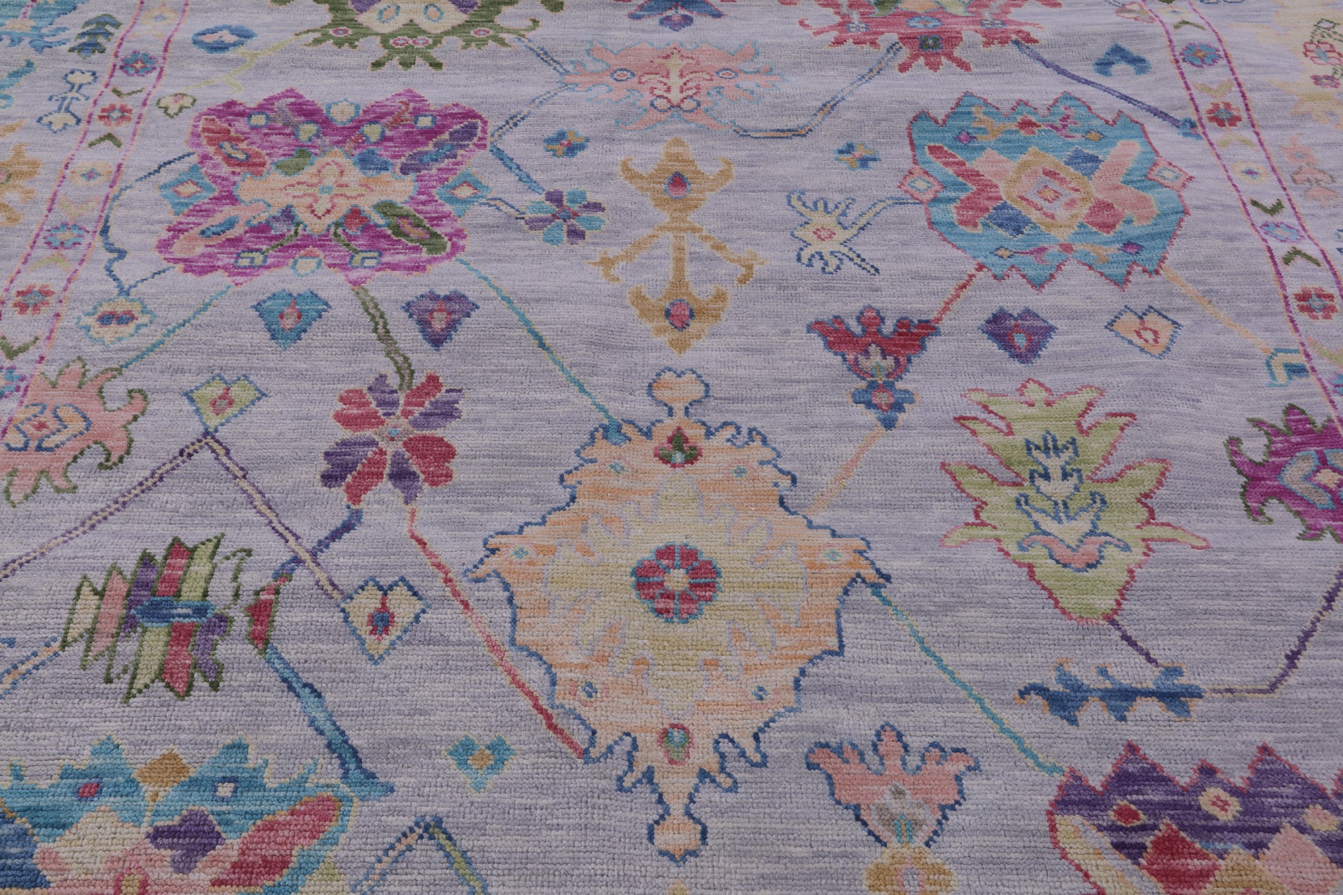 Grey Square Turkish Oushak Handmade Wool Rug - 9' 1" X 9' 1" - Golden Nile