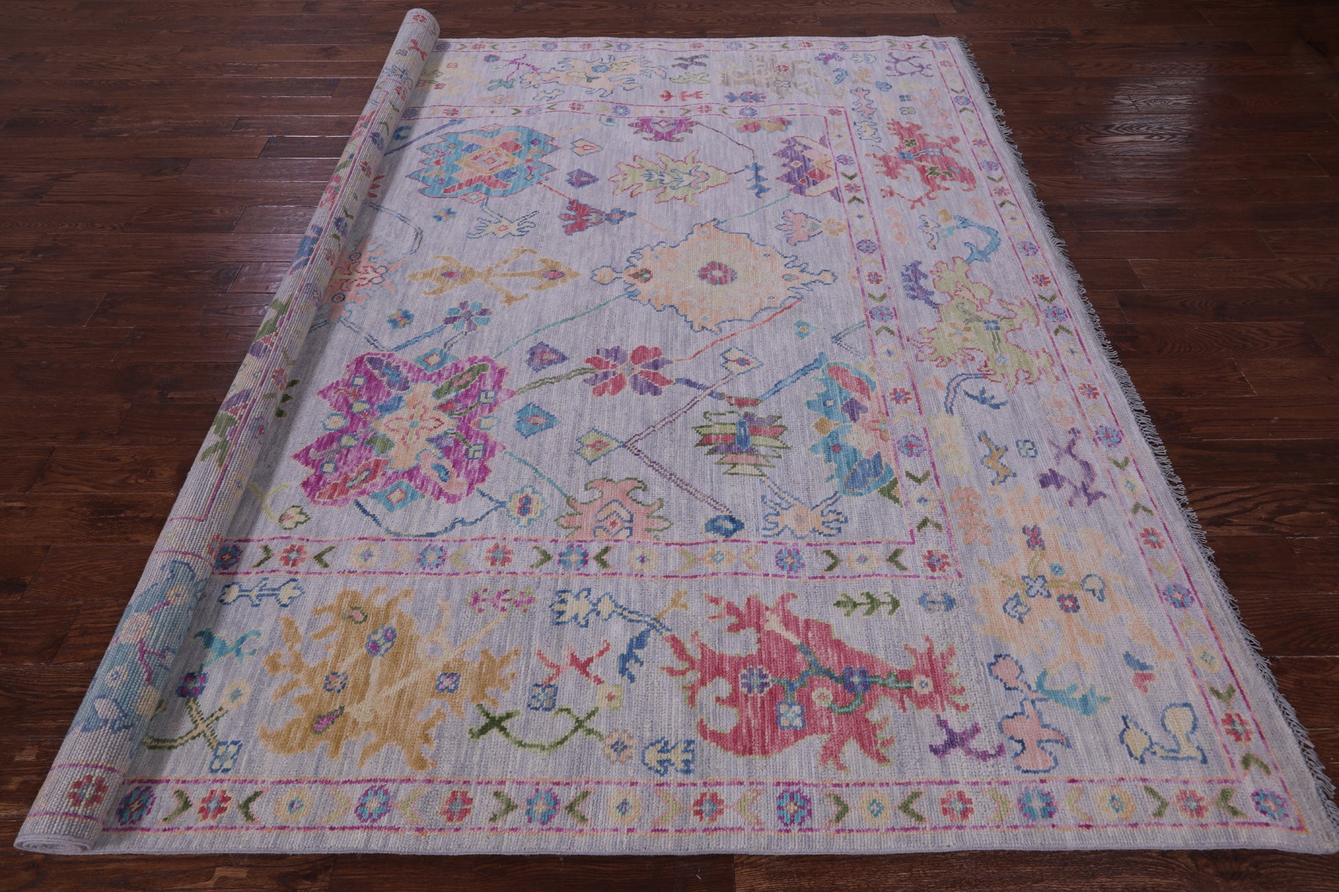 Grey Square Turkish Oushak Handmade Wool Rug - 9' 1" X 9' 1" - Golden Nile