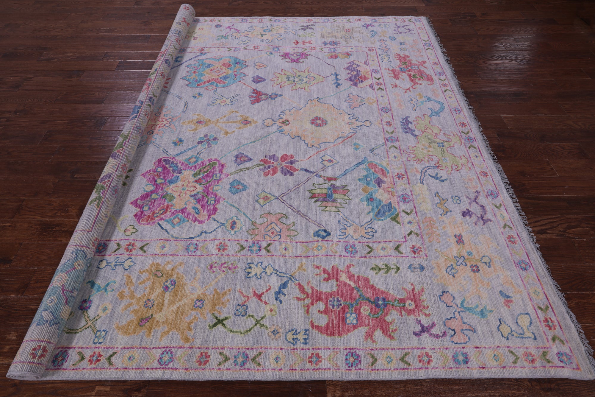 Grey Square Turkish Oushak Handmade Wool Rug - 9' 1" X 9' 1" - Golden Nile