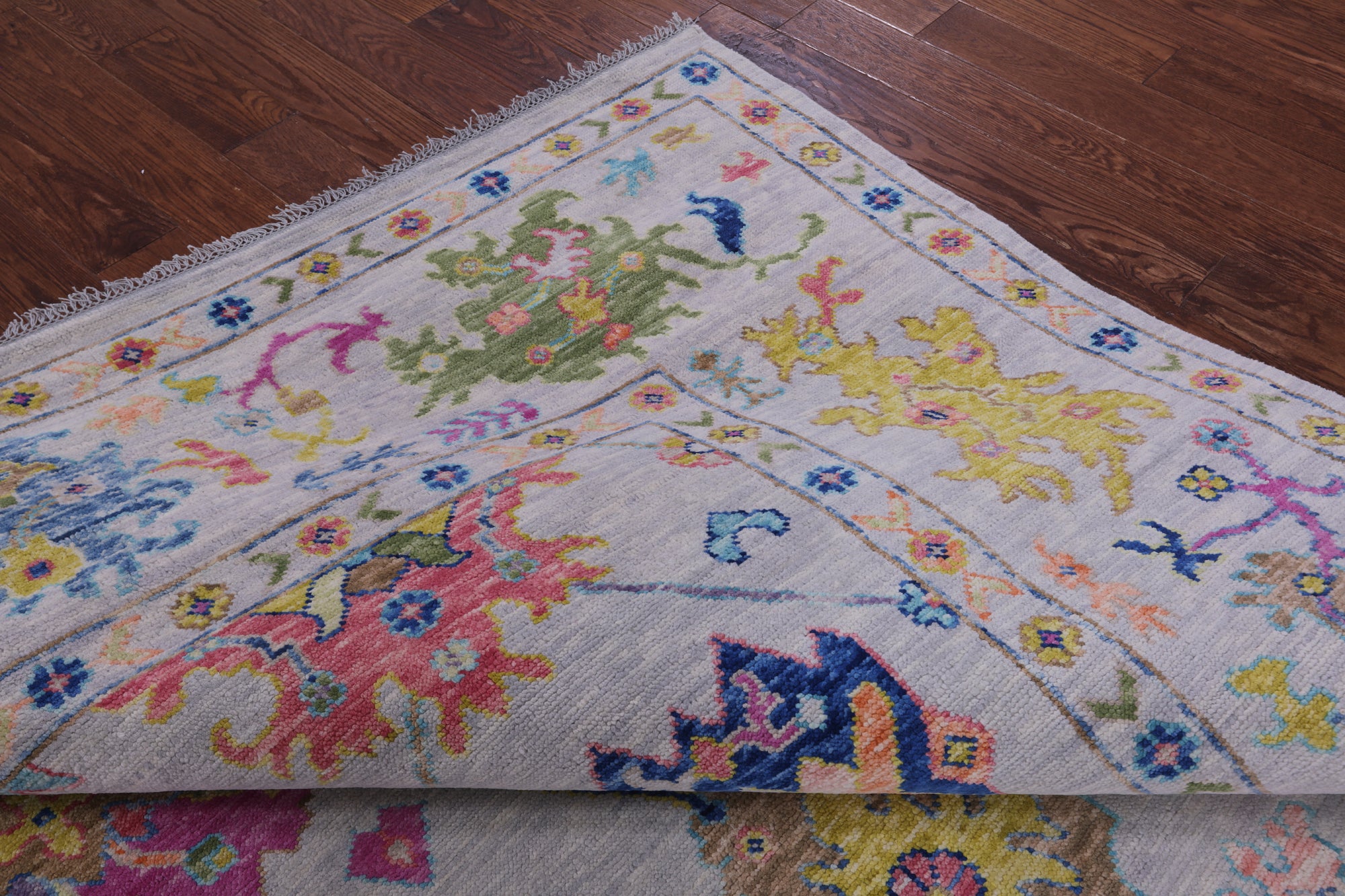 Grey Square Turkish Oushak Hand Knotted Wool Rug - 9' 0" X 9' 0" - Golden Nile