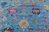 Blue Square Turkish Oushak Handmade Wool Rug - 9' 0" X 9' 1" - Golden Nile