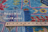 Blue Square Turkish Oushak Handmade Wool Rug - 9' 0" X 9' 1" - Golden Nile