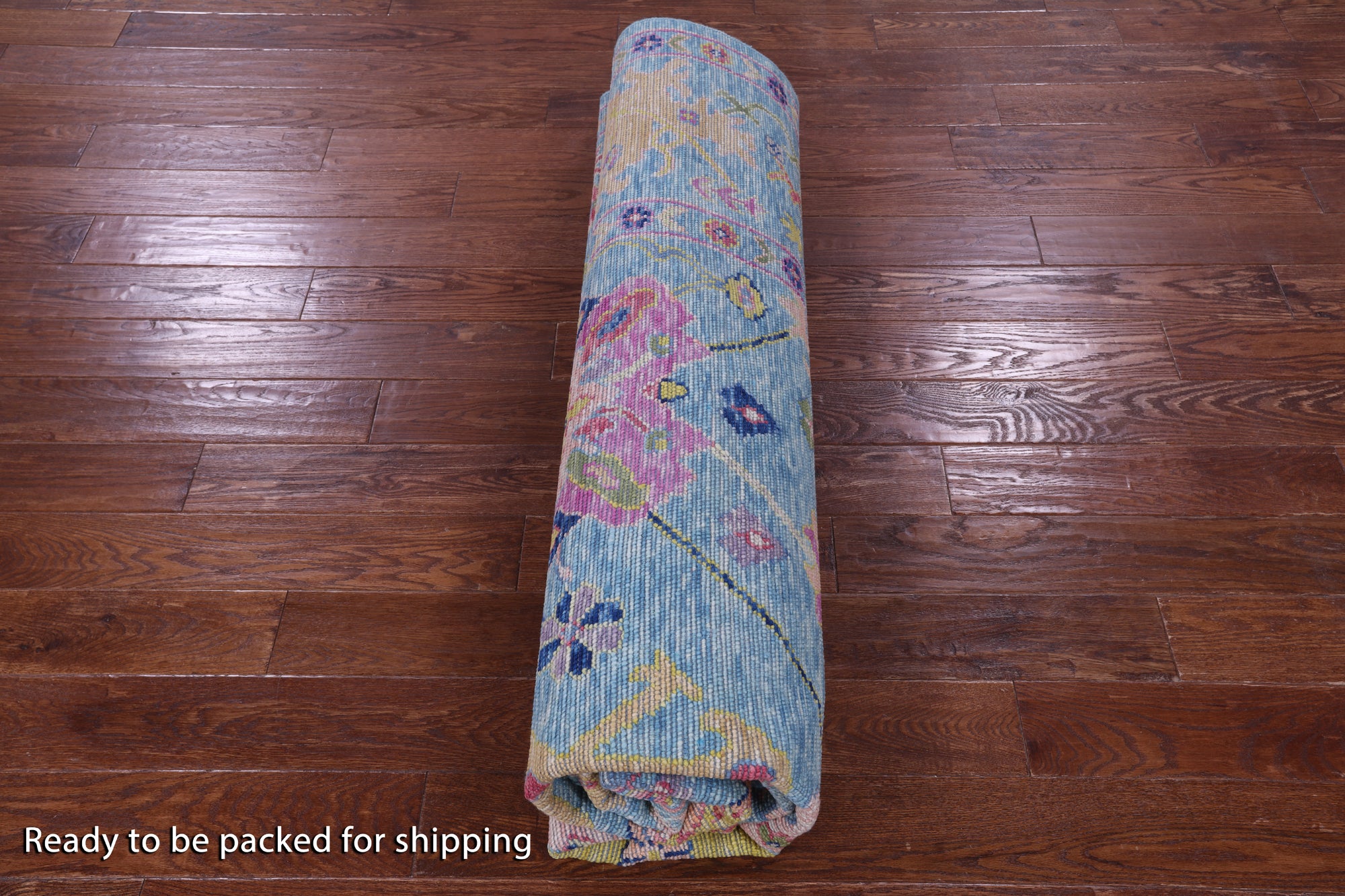 Blue Square Turkish Oushak Handmade Wool Rug - 9' 0" X 9' 1" - Golden Nile