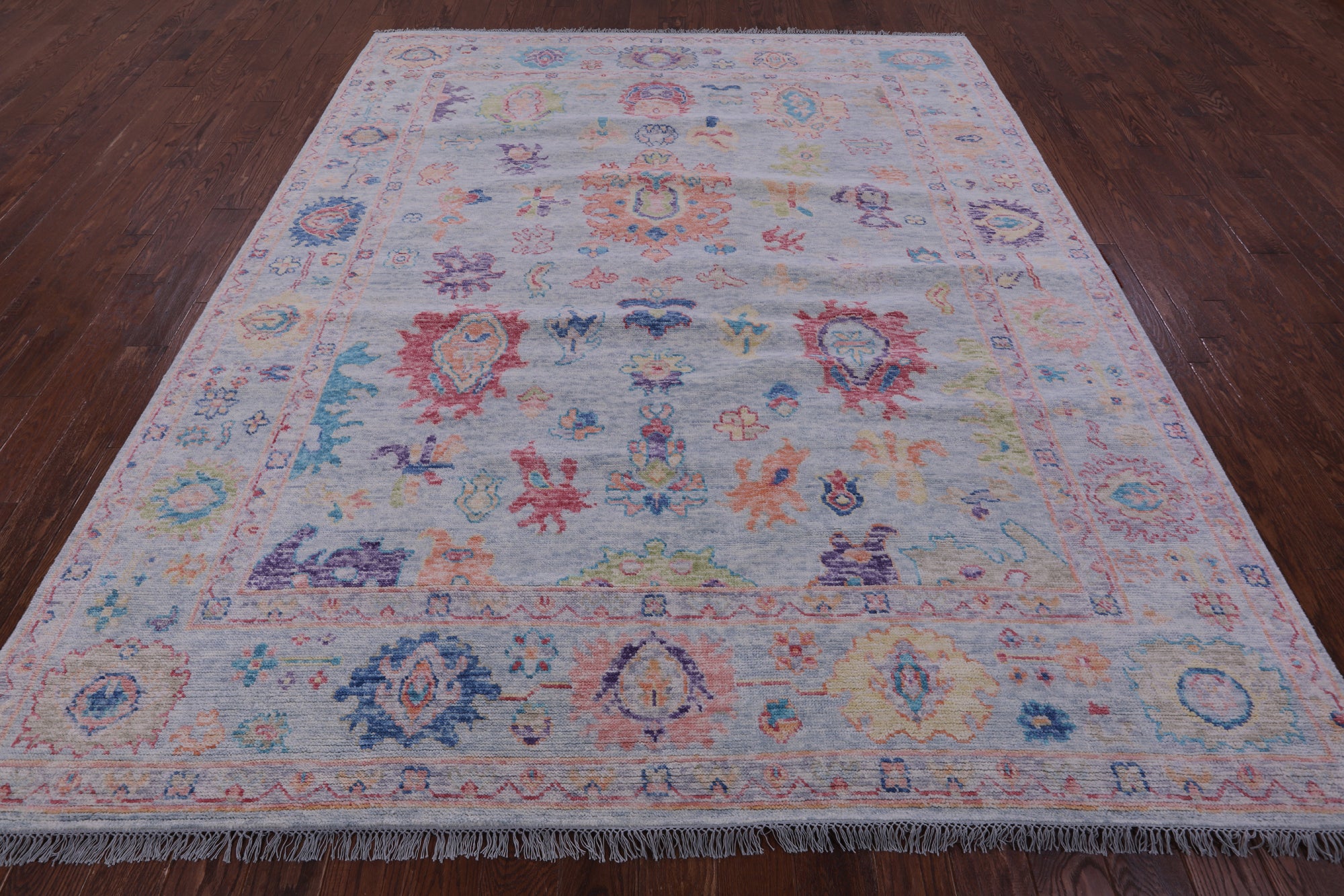 Light Blue Turkish Oushak Hand Knotted Wool Rug - 8' 5" X 10' 0" - Golden Nile