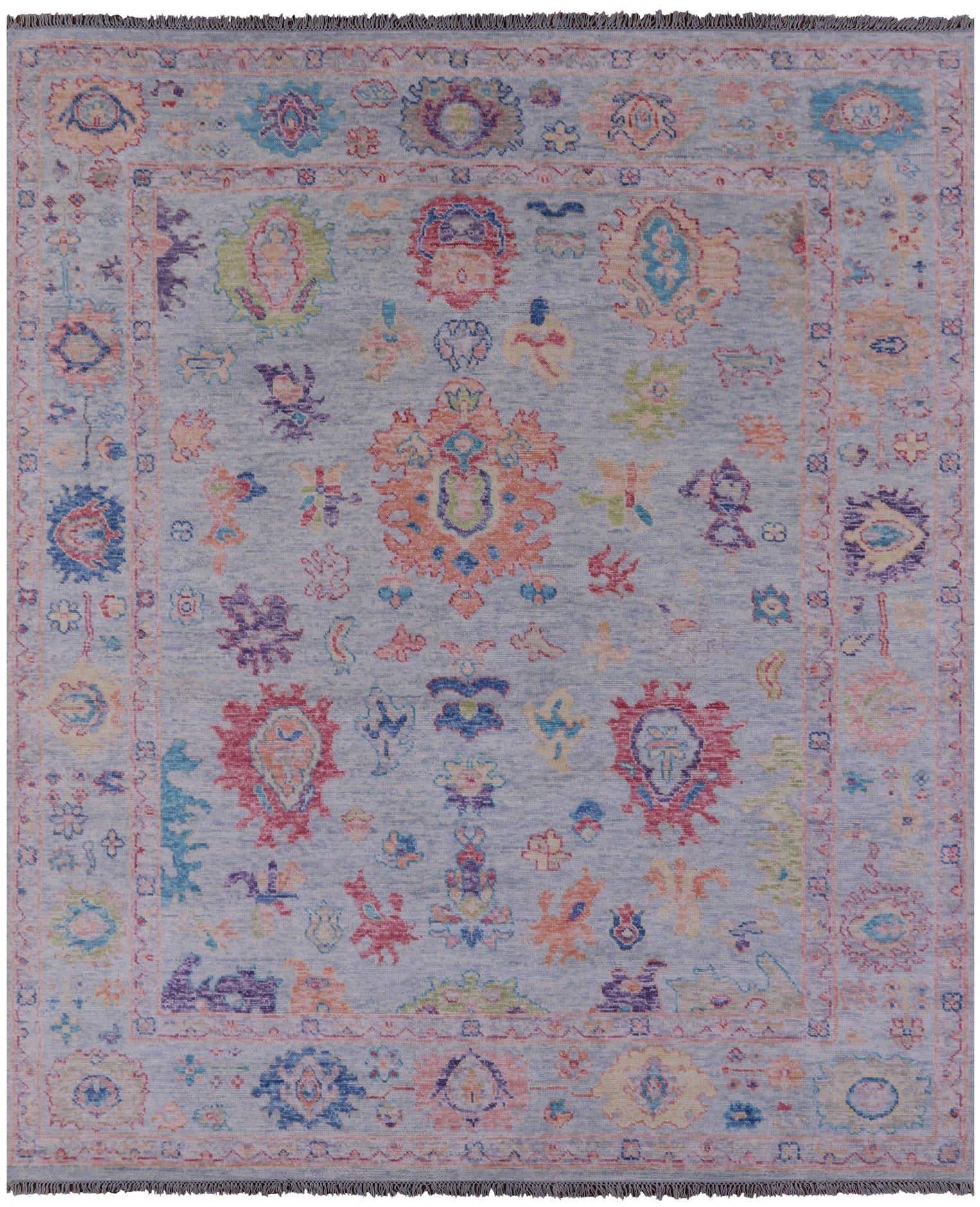Light Blue Turkish Oushak Hand Knotted Wool Rug - 8' 5" X 10' 0" - Golden Nile