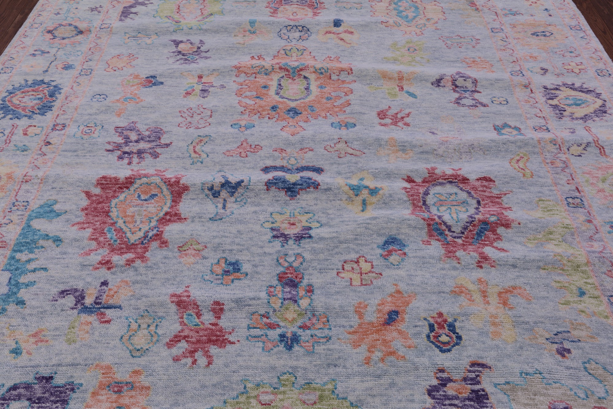 Light Blue Turkish Oushak Hand Knotted Wool Rug - 8' 5" X 10' 0" - Golden Nile