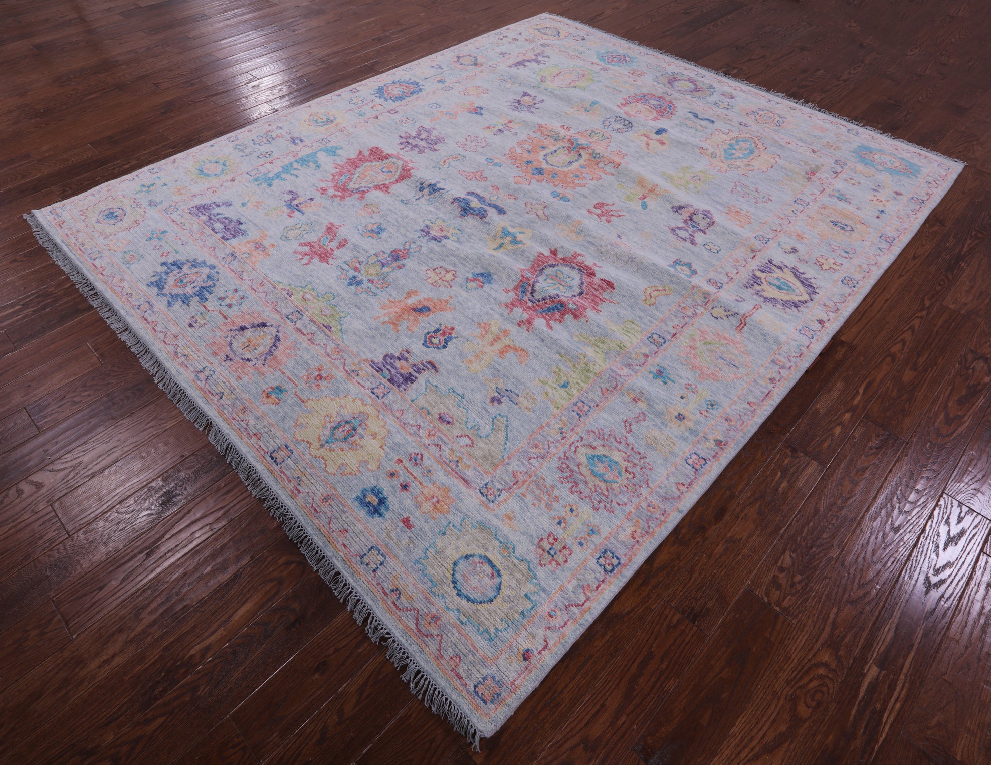 Light Blue Turkish Oushak Hand Knotted Wool Rug - 8' 5" X 10' 0" - Golden Nile