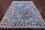 Blue Turkish Oushak Hand Knotted Wool Rug - 7' 11" X 10' 3" - Golden Nile