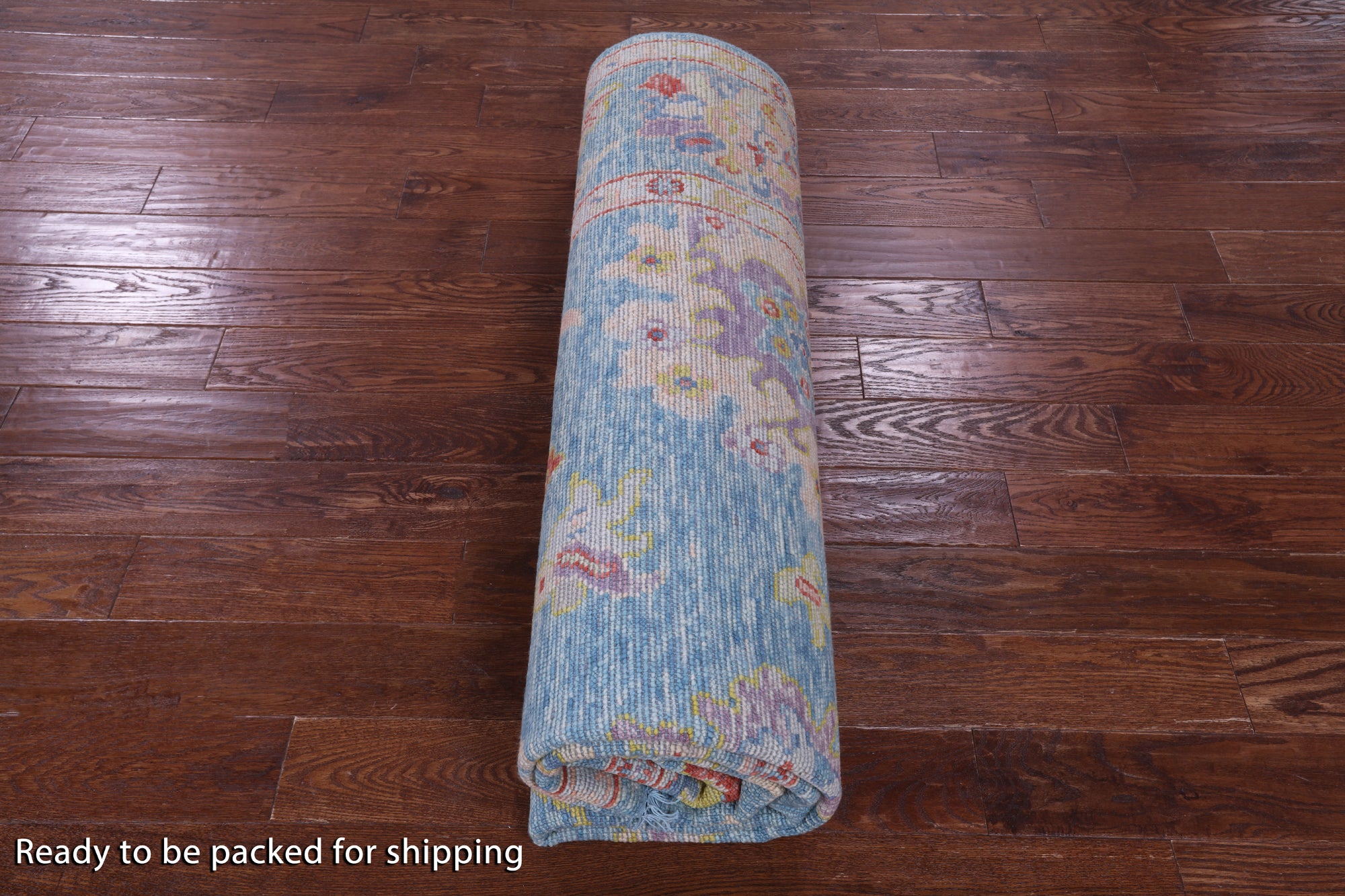 Blue Turkish Oushak Hand Knotted Wool Rug - 7' 11" X 10' 3" - Golden Nile