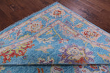 Blue Turkish Oushak Hand Knotted Wool Rug - 7' 11" X 10' 3" - Golden Nile