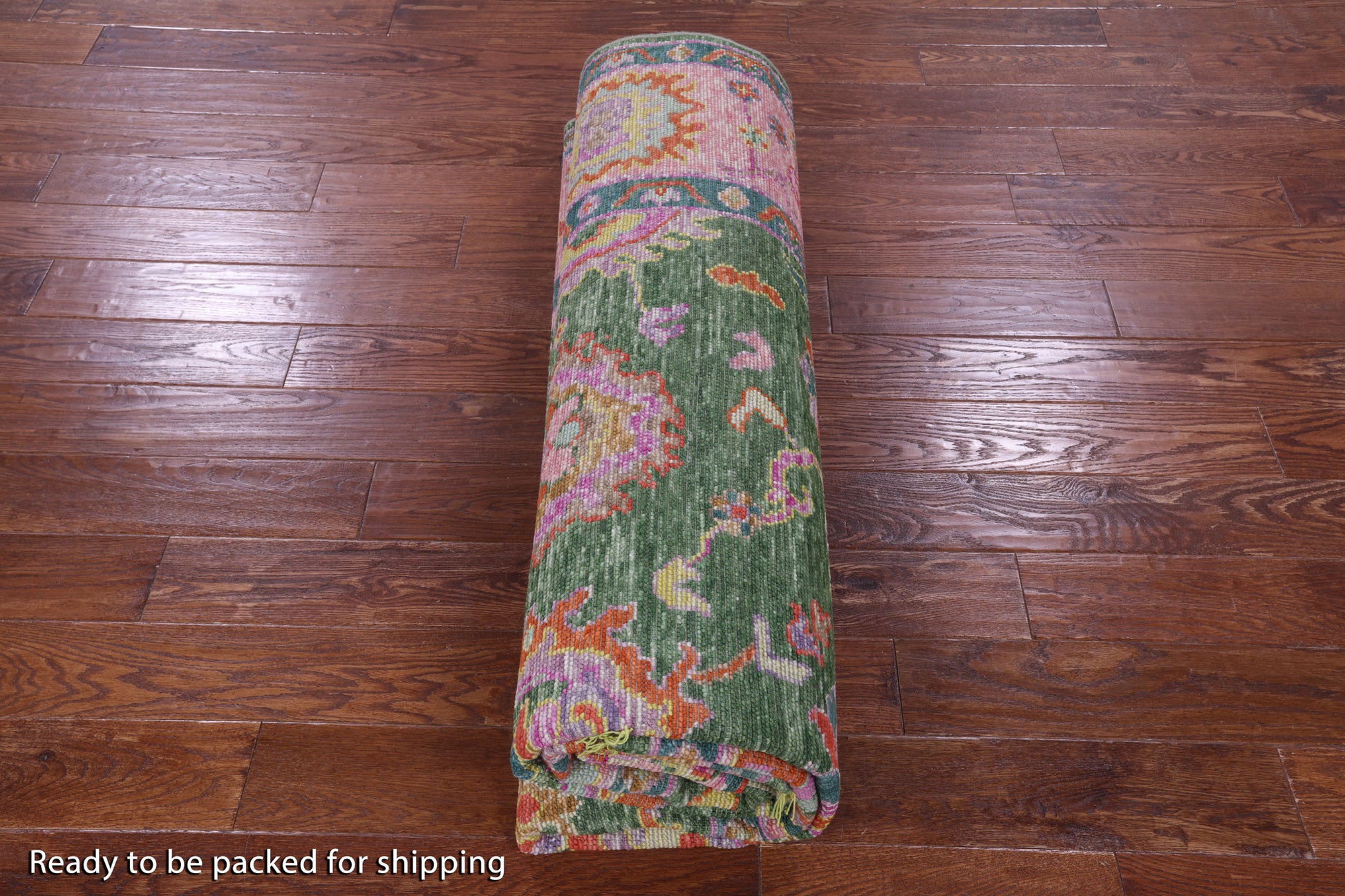 Green Turkish Oushak Hand Knotted Wool Rug - 8' 0" X 9' 9" - Golden Nile