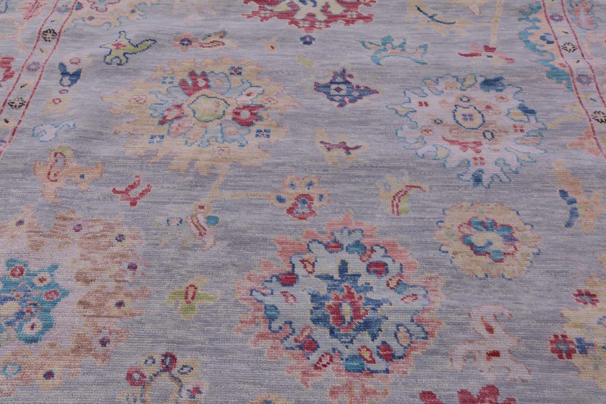 Grey Square Turkish Oushak Hand Knotted Wool Rug - 8' 1" X 8' 2" - Golden Nile