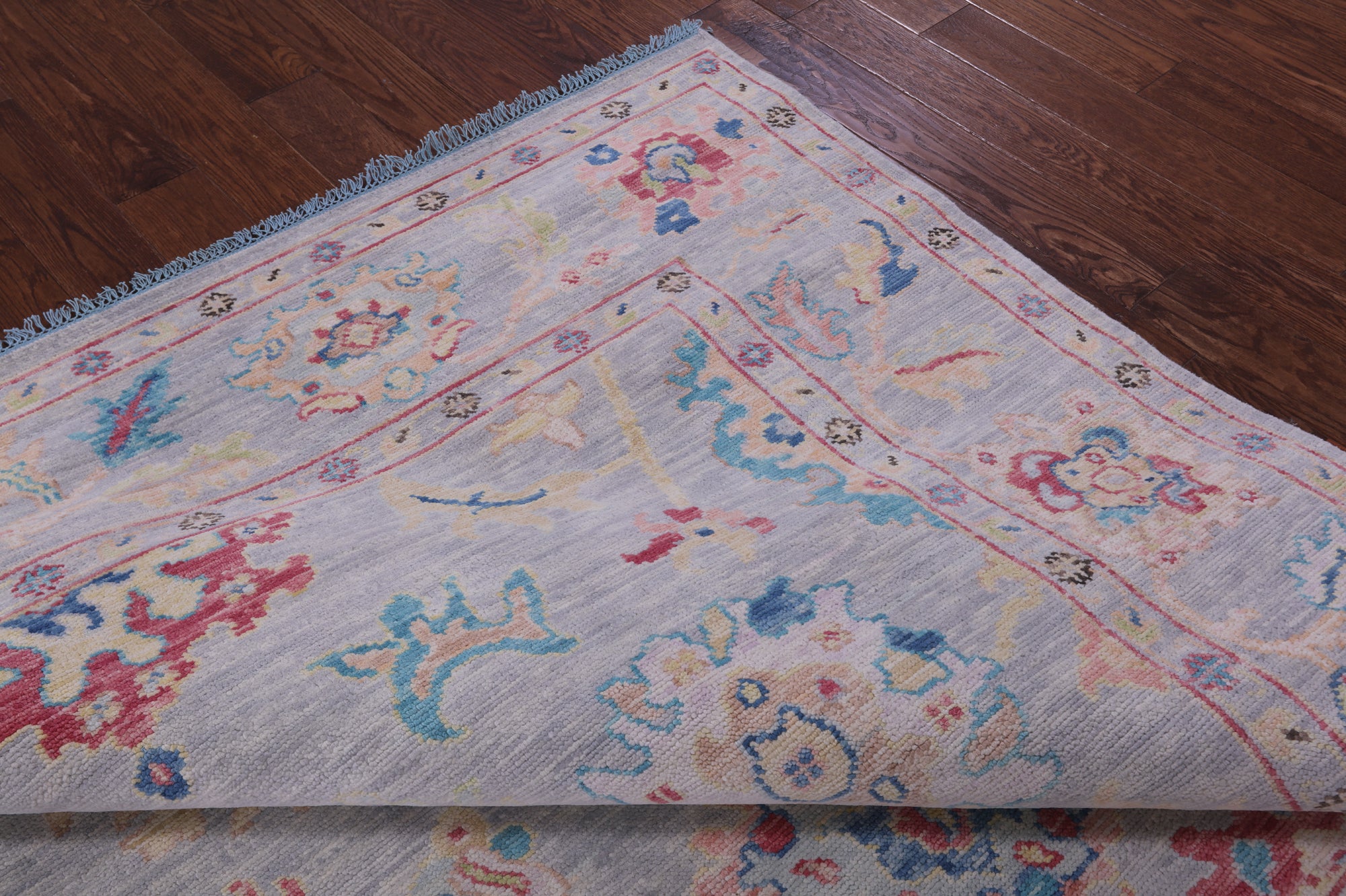 Grey Square Turkish Oushak Hand Knotted Wool Rug - 8' 1" X 8' 2" - Golden Nile