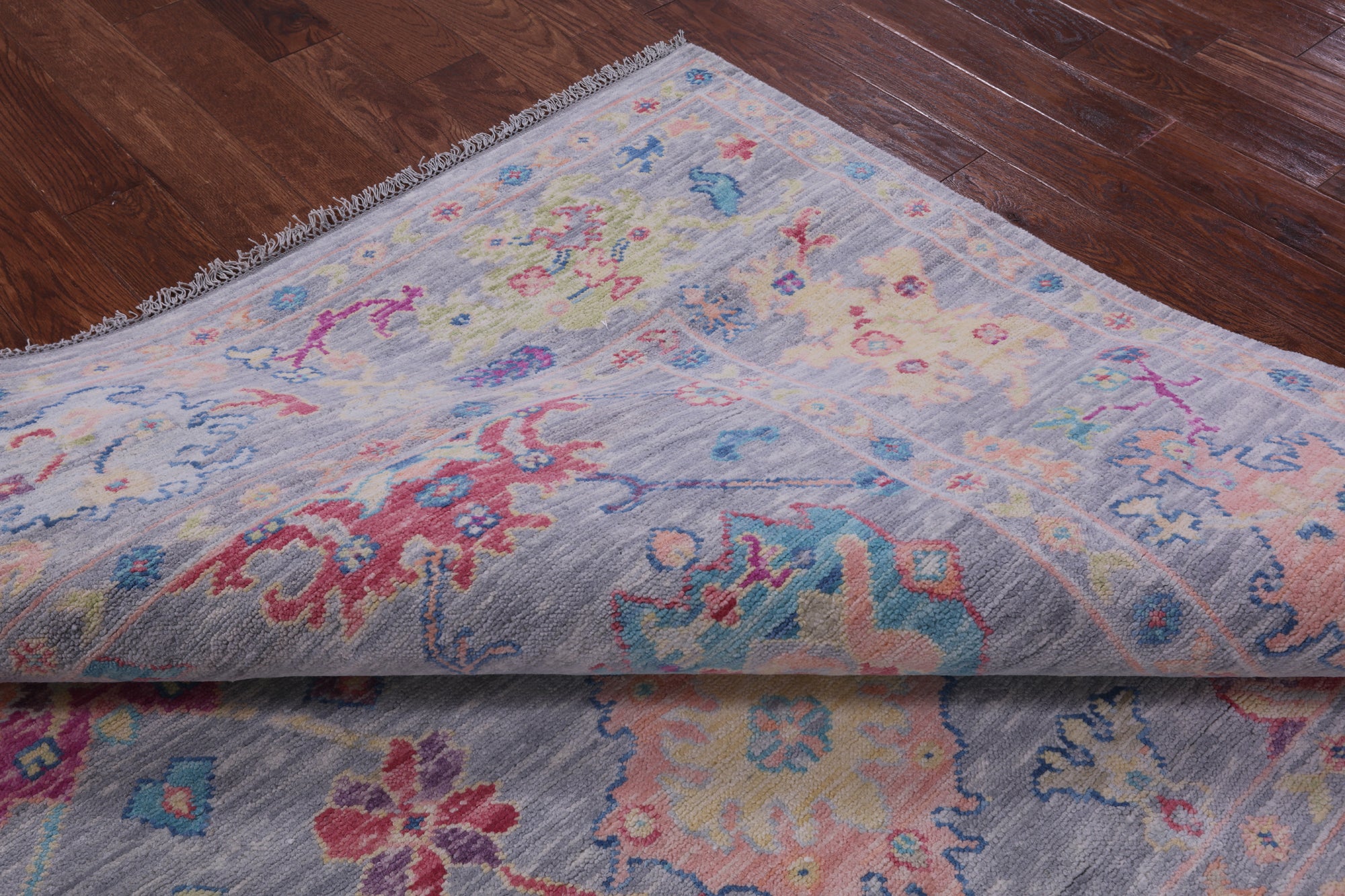 Grey Square Turkish Oushak Hand Knotted Wool Rug - 7' 6" X 8' 2" - Golden Nile