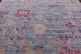 Grey Square Turkish Oushak Hand Knotted Wool Rug - 7' 6" X 8' 2" - Golden Nile