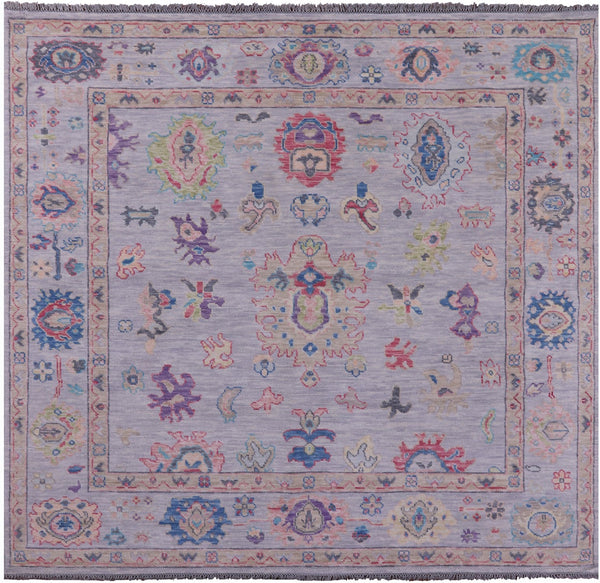 Grey Square Turkish Oushak Hand Knotted Wool Rug - 7' 9" X 8' 2" - Golden Nile