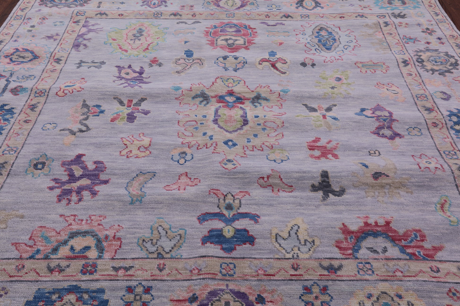 Grey Square Turkish Oushak Hand Knotted Wool Rug - 7' 9" X 8' 2" - Golden Nile