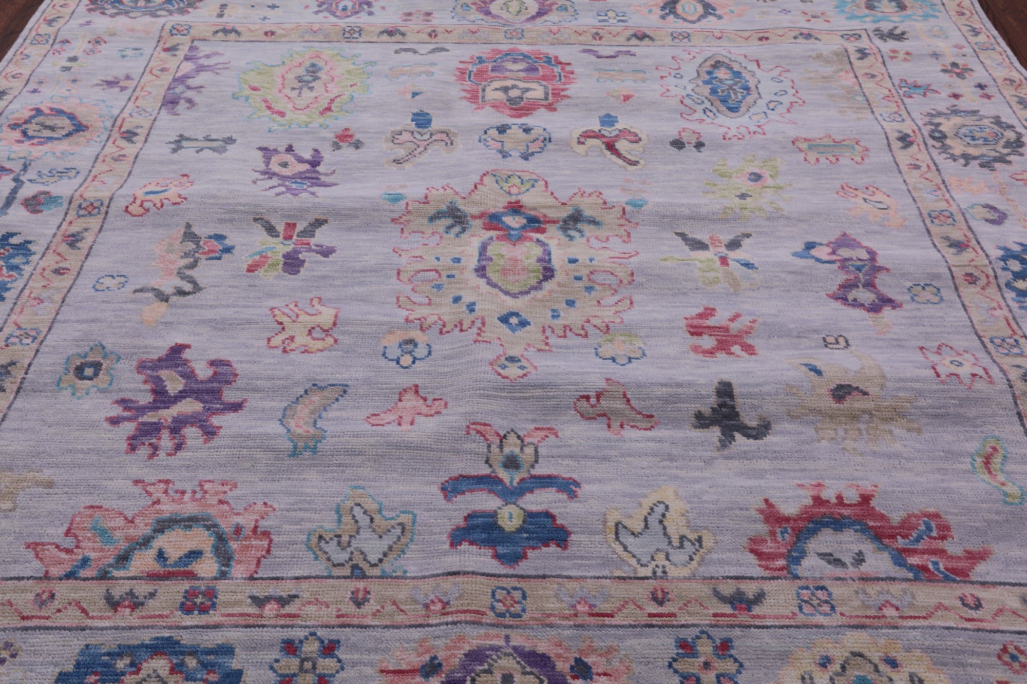 Grey Square Turkish Oushak Hand Knotted Wool Rug - 7' 9" X 8' 2" - Golden Nile