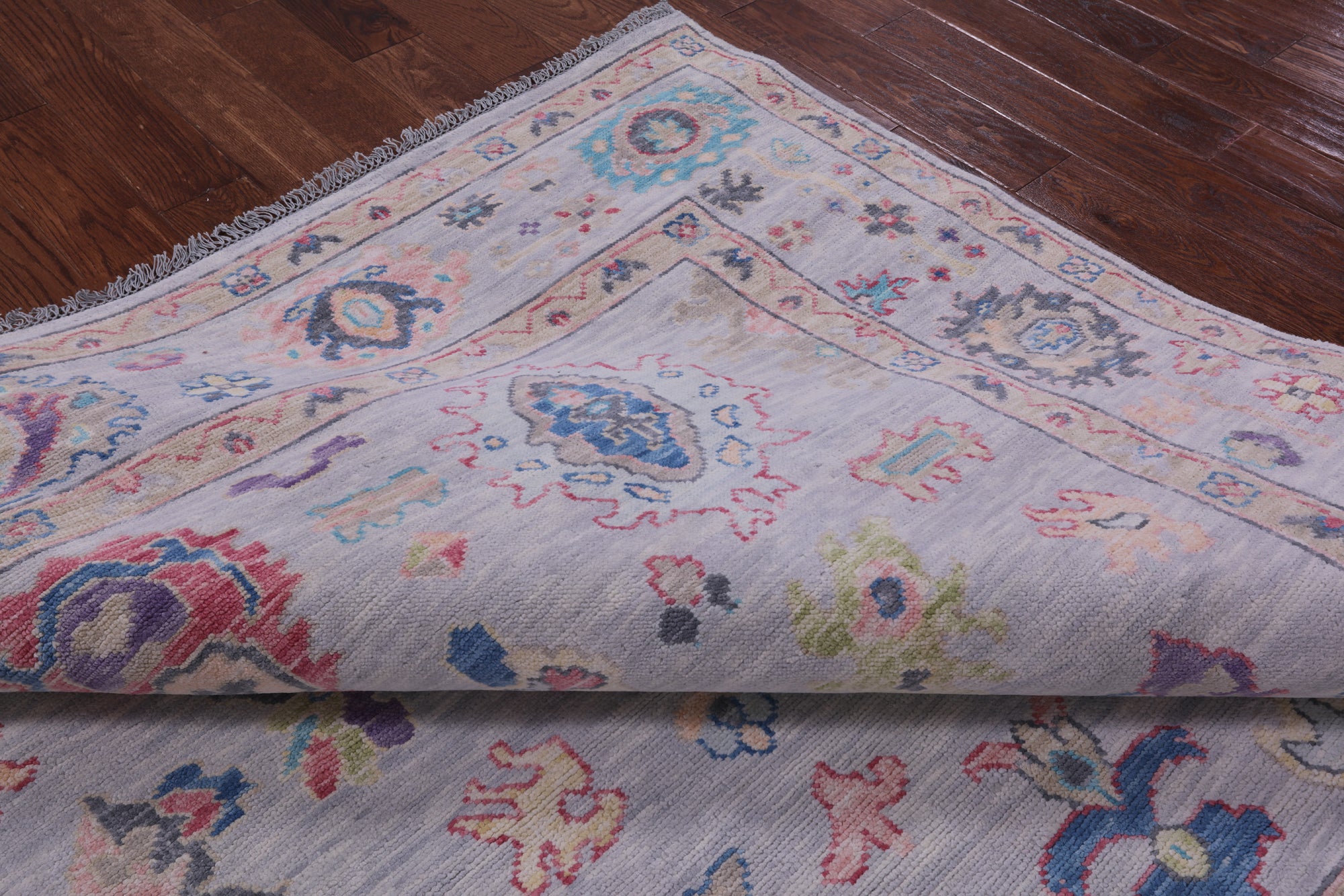 Grey Square Turkish Oushak Hand Knotted Wool Rug - 7' 9" X 8' 2" - Golden Nile