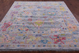 Grey Square Turkish Oushak Hand Knotted Wool Rug - 7' 11" X 8' 1" - Golden Nile