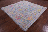 Grey Square Turkish Oushak Hand Knotted Wool Rug - 7' 11" X 8' 1" - Golden Nile