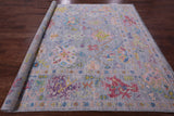 Grey Square Turkish Oushak Hand Knotted Wool Rug - 7' 11" X 8' 1" - Golden Nile
