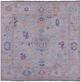 Grey Square Turkish Oushak Handmade Wool Rug - 8' 0" X 8' 4" - Golden Nile