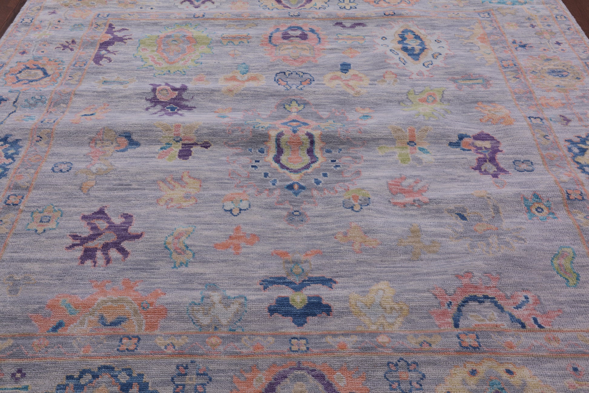 Grey Square Turkish Oushak Handmade Wool Rug - 8' 0" X 8' 4" - Golden Nile
