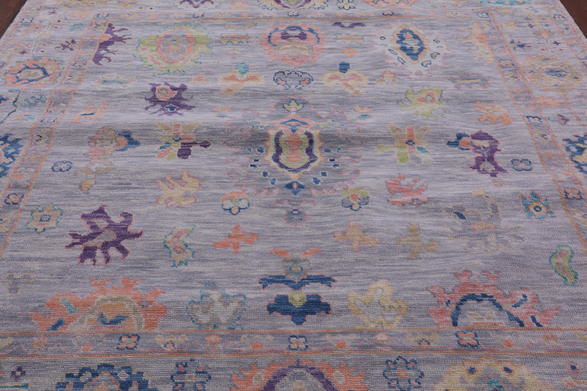Grey Square Turkish Oushak Handmade Wool Rug - 8' 0" X 8' 4" - Golden Nile