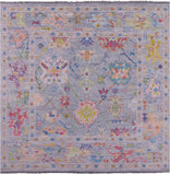 Grey Square Turkish Oushak Hand Knotted Wool Rug - 7' 10" X 8' 0" - Golden Nile