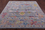 Grey Square Turkish Oushak Hand Knotted Wool Rug - 7' 10" X 8' 0" - Golden Nile