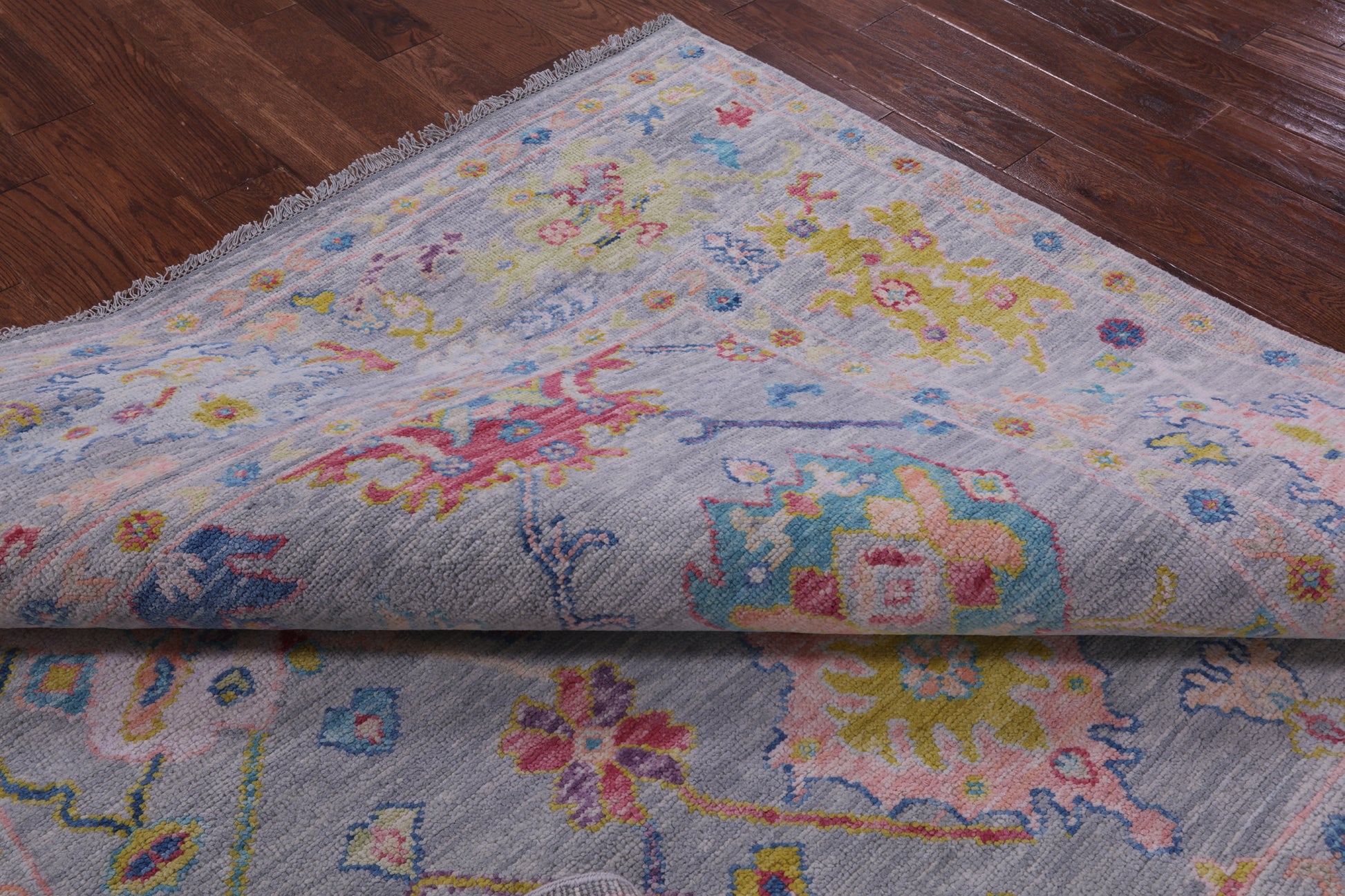 Grey Square Turkish Oushak Hand Knotted Wool Rug - 7' 10" X 8' 0" - Golden Nile
