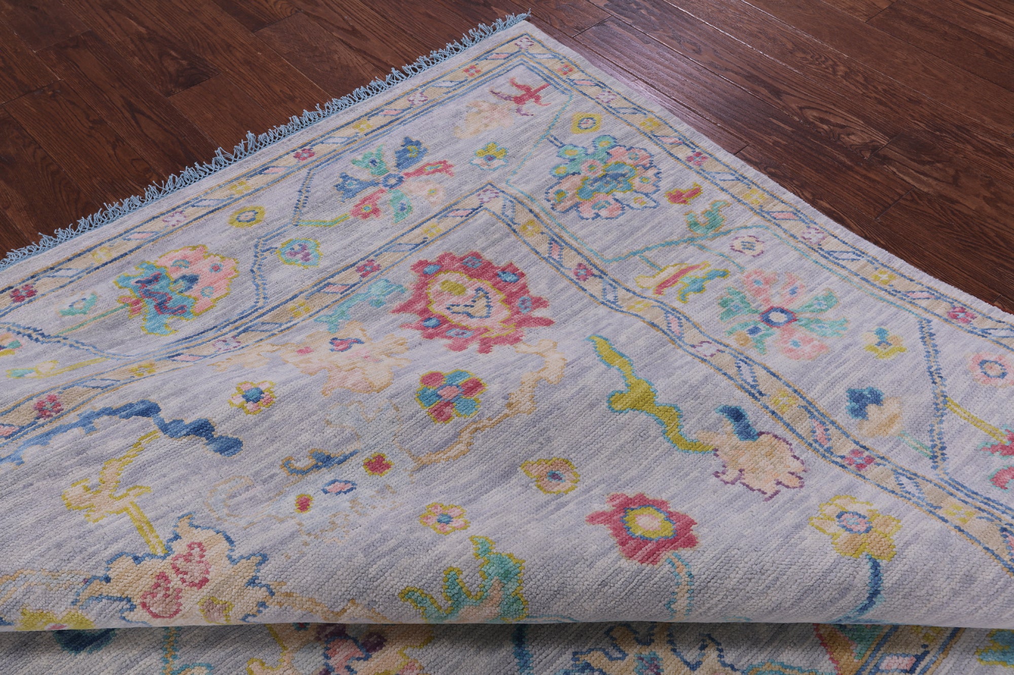 Grey Square Turkish Oushak Hand Knotted Wool Rug - 8' 0" X 8' 1" - Golden Nile