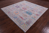 Grey Square Turkish Oushak Hand Knotted Wool Rug - 8' 0" X 8' 1" - Golden Nile