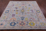 Grey Square Turkish Oushak Hand Knotted Wool Rug - 7' 10" X 8' 2" - Golden Nile