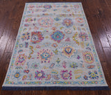 Grey Turkish Oushak Hand Knotted Wool Rug - 3' 10" X 5' 9" - Golden Nile
