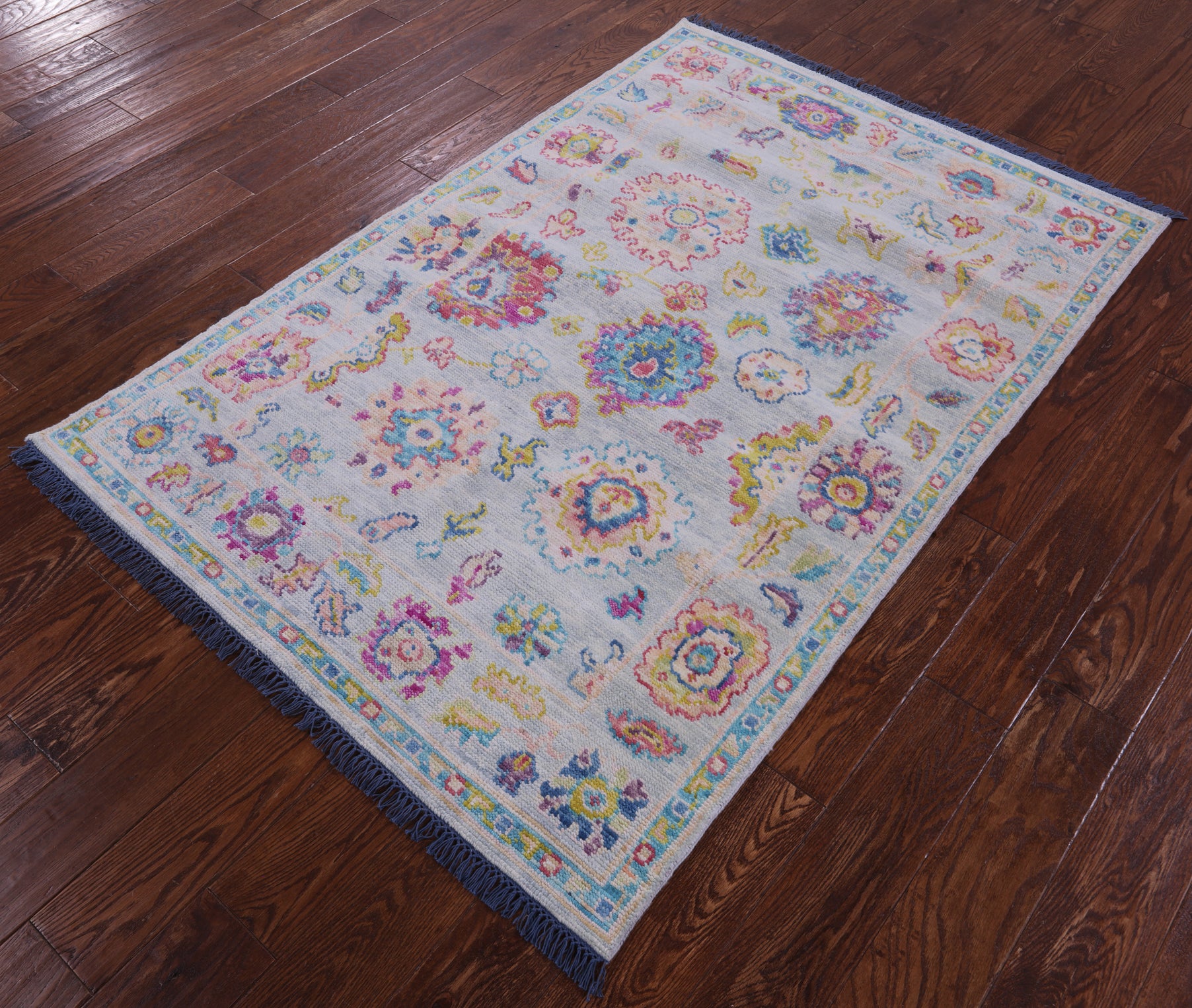 Grey Turkish Oushak Hand Knotted Wool Rug - 3' 10" X 5' 9" - Golden Nile