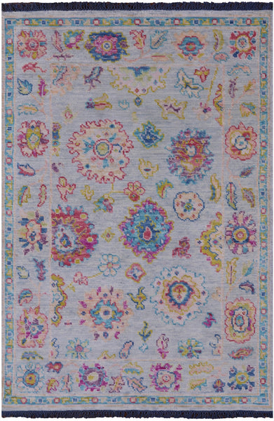 Grey Turkish Oushak Hand Knotted Wool Rug - 3' 10" X 5' 9" - Golden Nile