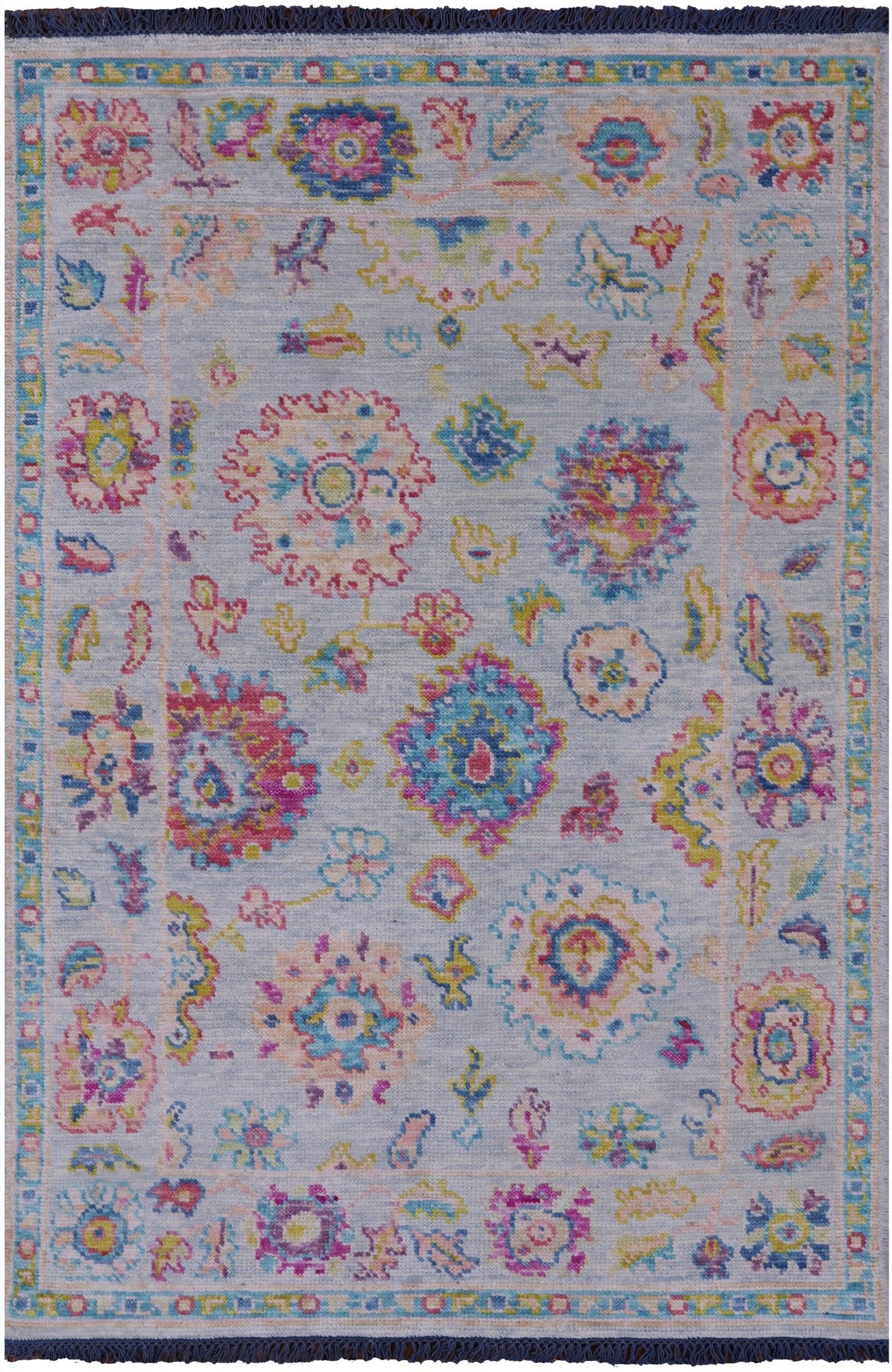 Grey Turkish Oushak Hand Knotted Wool Rug - 3' 10" X 5' 9" - Golden Nile