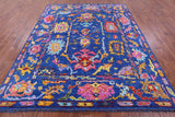 Blue Turkish Oushak Hand Knotted Wool Rug - 8' 2" X 9' 9" - Golden Nile