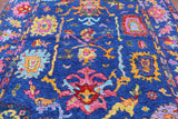 Blue Turkish Oushak Hand Knotted Wool Rug - 8' 2" X 9' 9" - Golden Nile
